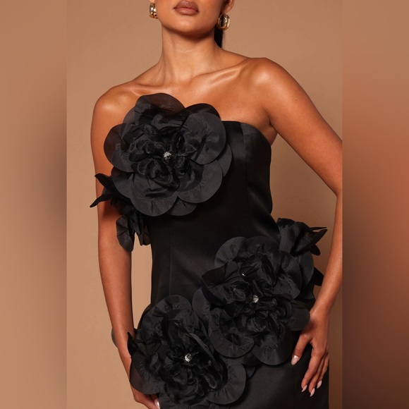 Fashion Nova Luxe The Ari Mini Dress-Black-Size Large NWT🖤 - Picture 3 of 6